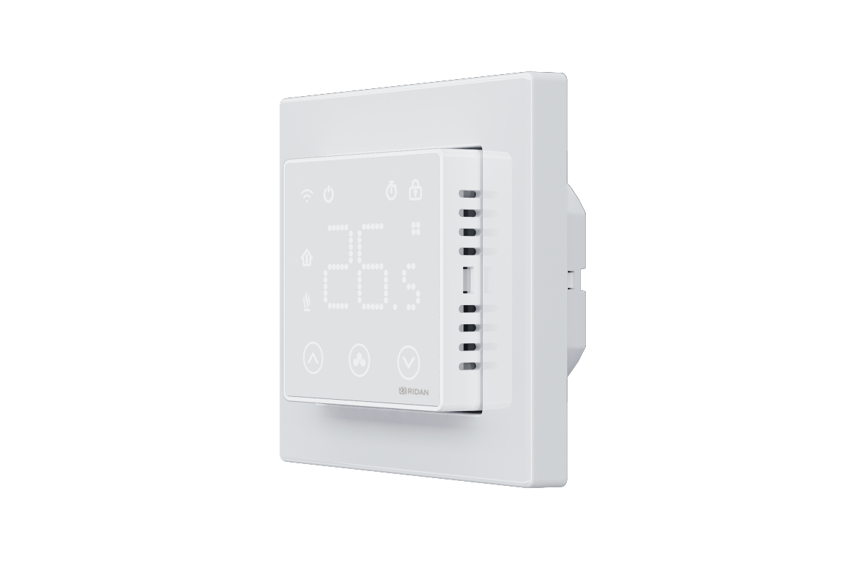 21RT0108R — Ридан Clever (Клевер) терморегулятор с Wi-Fi белый, IP 20, размеры 86 x 86 x 44,5 мм, диапазон регулирования температуры 5...40 °С