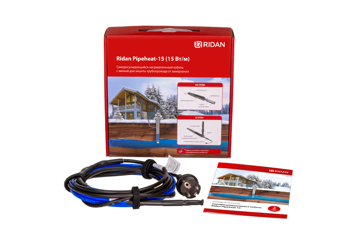 21RT0808R — Ridan Pipeheat-15 (Обогрев труб) саморегулирующийся нагревательный кабель 19 м, 285 Вт, с вилкой