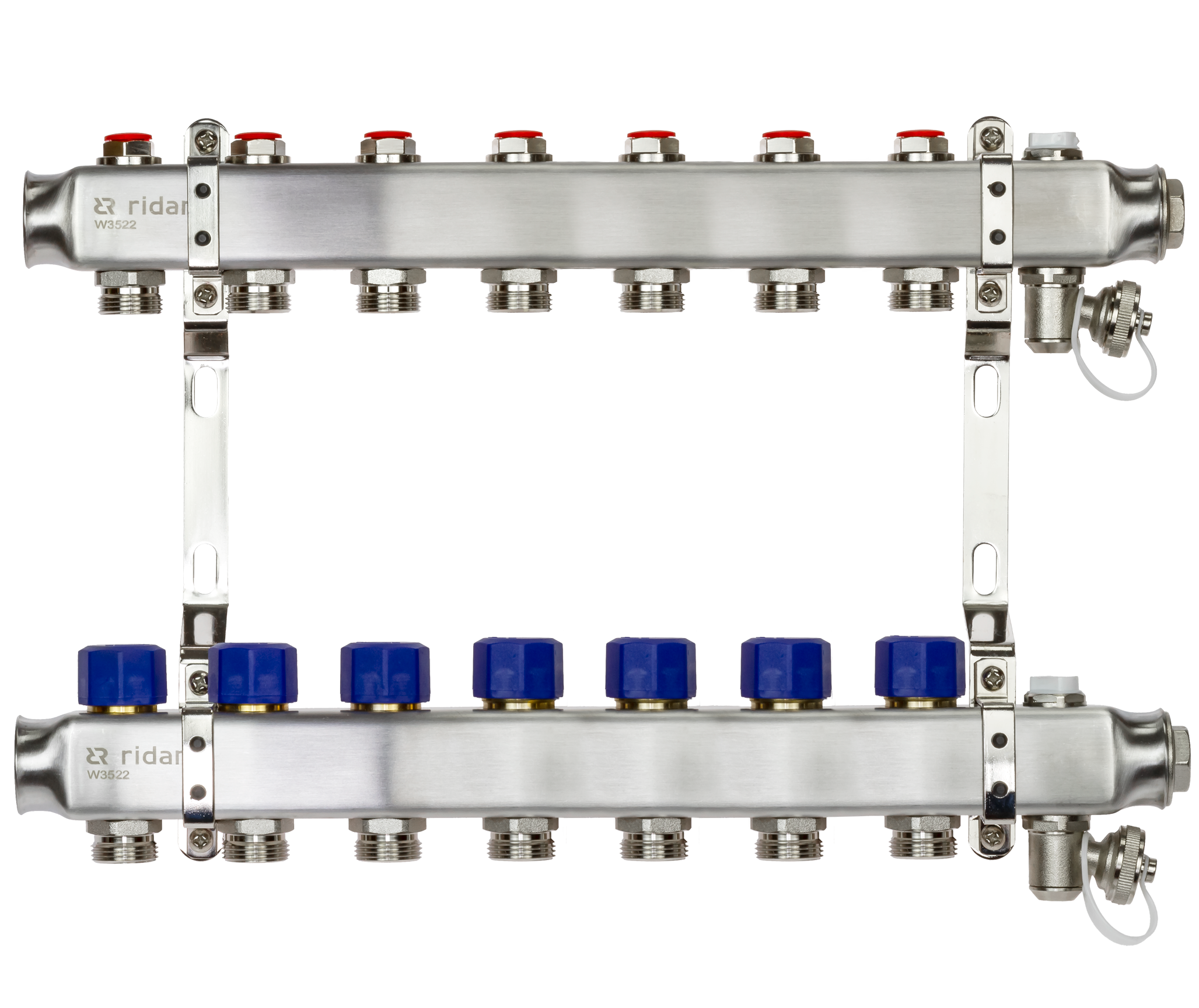 Ридан 088U0977R — Комплект коллекторов SSM-7R set с кронштейнами, ручным воздухоотводчиком, сливным краном и торцевой заглушкой, 7 контуров