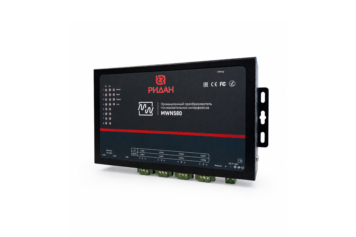 Ридан 187F2113R — USR-DR302 преобразователь интерфейсов RS-485/Ethernet на DIN-рейку (конвертер 1-портовый)