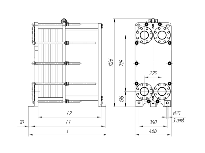 Теплообменник НН№21 ДУ 100 233-300 пластин 1,0 МПа