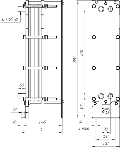 Теплообменник НН№08 ДУ 32 35-52 пластины
