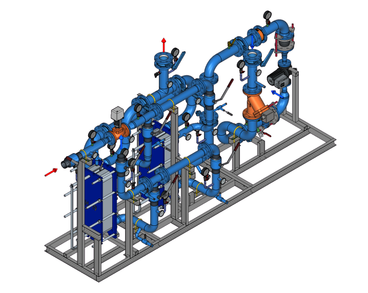 Блочный тепловой пункт для управления системой отопления (вентиляции)